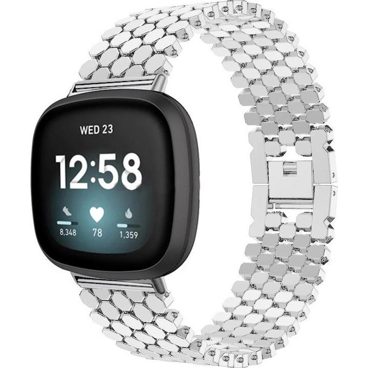 Strap-it Armband (Edelstahl, Versa 3), Uhrenarmband, Silber