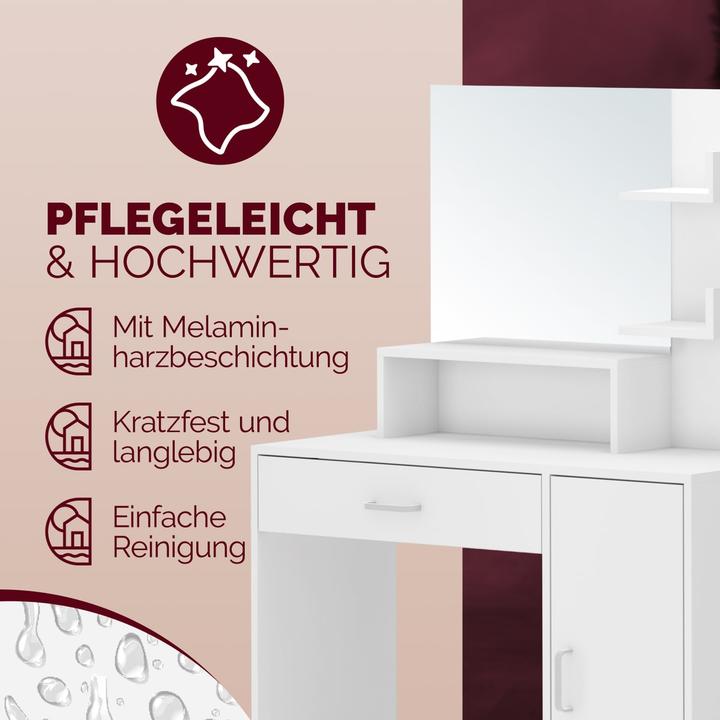 Immagine prodotto Casaria Schminktisch mit Hocker (90 x 40 x 140 cm)