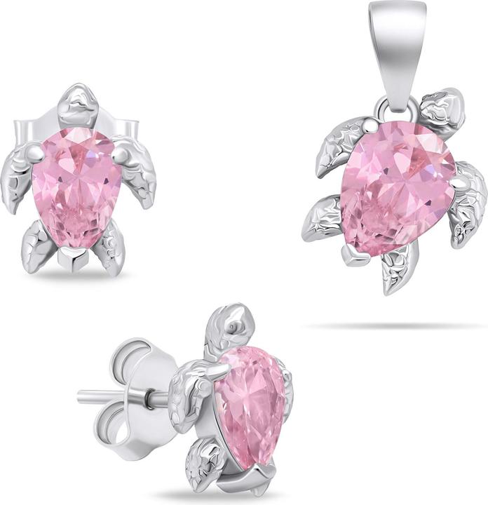 Immagine prodotto Brilio Playful Silver Jewelry Set with Zircons Turtle SET233WP (Earrings, Pendant)