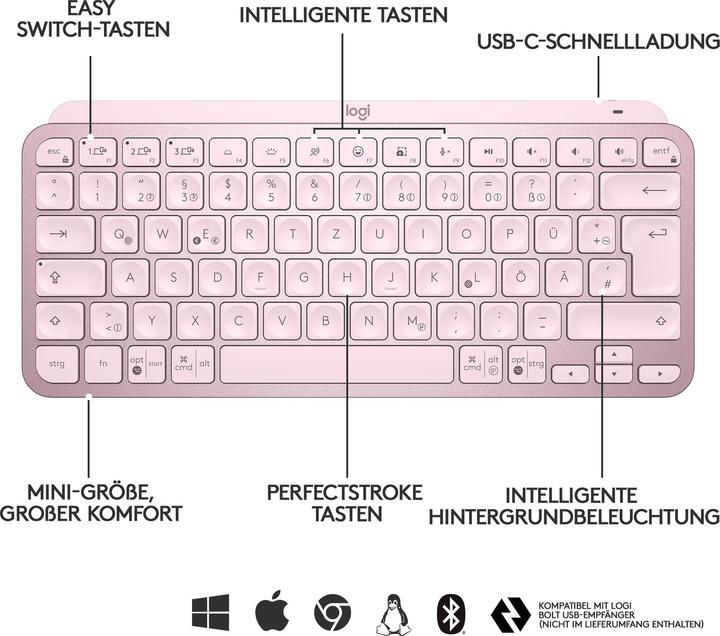 Produktbild Logitech MX Keys Mini (CH, Kabellos)