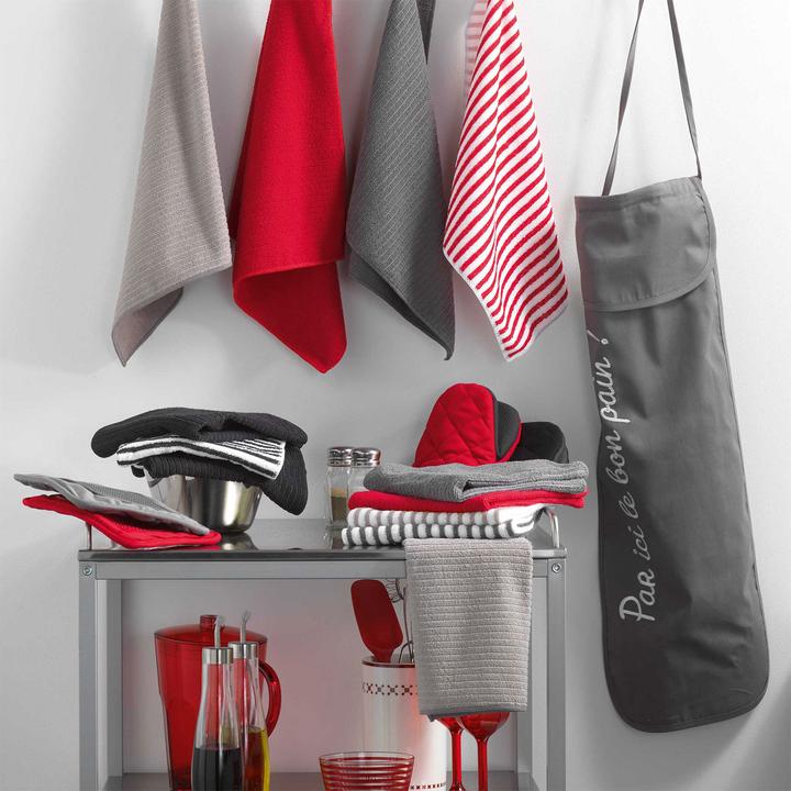 Produktbild Douceur D'intérieur 3 Geschirrtücher Mikrofaser, schwarz uni, Streifen, 40 x 40 cm (40 x 40 cm)