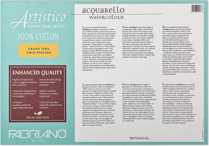 Image du produit Fabriano Aquarelblock (350 x 510 mm, Blanc)