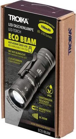 Produktbild Troika ECO BEAM Taschenlampe mit LED-Licht, schwarz (8.20 cm, 240 lm)