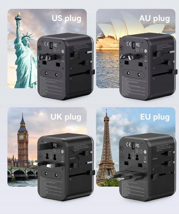 Produktbild Vention FJFB0 GaN 2xUSB-C 2xUSB-A Universal Travel Adapter 65W (black)