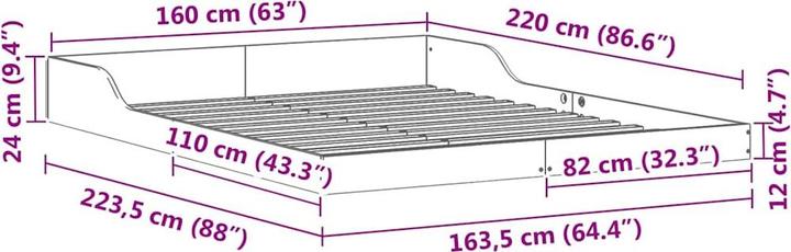 Actual product image vidaXL Plattformbettgestell (160 x 220 cm)