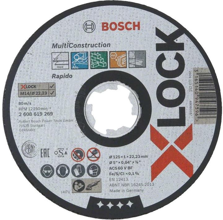 Immagine prodotto Bosch Professional Zubehör Disco da taglio PRO Multi Material X-Lock, 125 x 1 x 22,23 mm