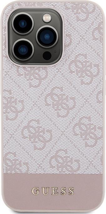 Actual product image Guess GUHCP15LG4GLPI iPhone 15 Pro 6.1" różowy/pink hardcase 4G Stripe Collection (Apple iPhone 15 Pro)