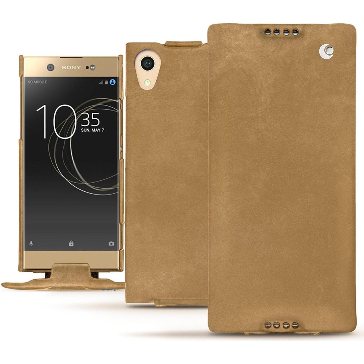 Noreve Lederschutzhülle vertikal (Sony Xperia XA1 Ultra), Smartphone Hülle, Braun