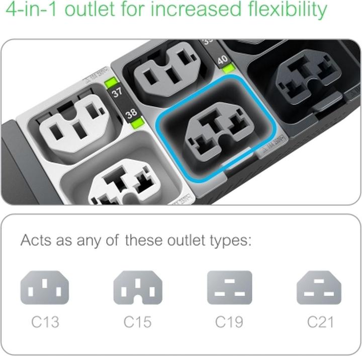 Produktbild APC NetShelter Rack PDU Advanced, Geändert, 0U, Dreiphasig, Rackmount, Senkrecht, Schwarz