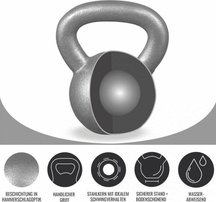 Produktbild Gorilla Sports Kettlebell Gusseisen (1 x 16 kg, 1 x 12 kg)