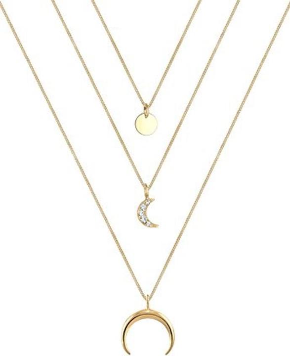 Immagine prodotto Elli Collana Mezza Luna Strato Cristalli Argento (Argento 925 placcato oro, Cristallo di vetro, 40 cm)