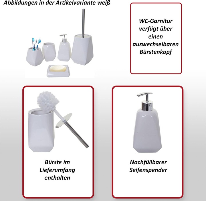 Produktbild Swisshandel24 5-teiliges Badset, WC-Garnitur Badezimmerset Badaccessoires, Keramik - schwarz