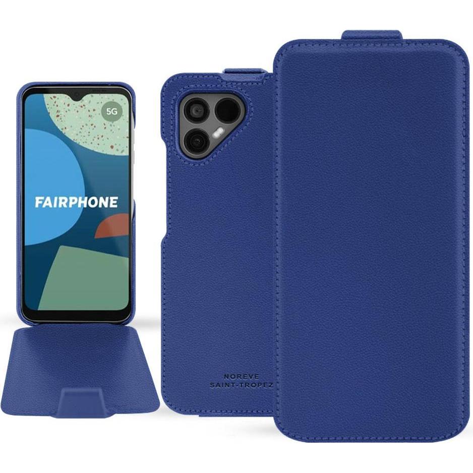 Noreve Coque à rabat vertical en cuir (Fairphone 4), Cover smartphone, Blu
