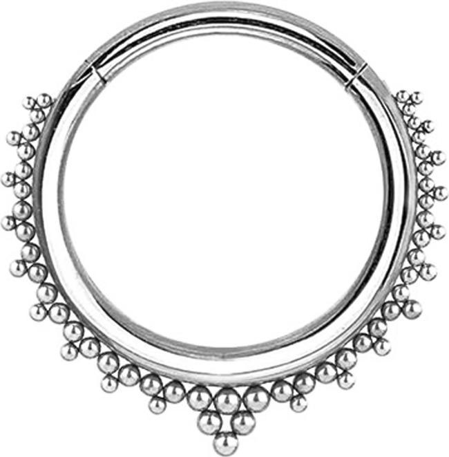 Produktbild Star Piercing Ohrgewicht Segmentring klappbar silber Kugeln Dreiecke (ohne Messing, Chirurgenstahl 316L)