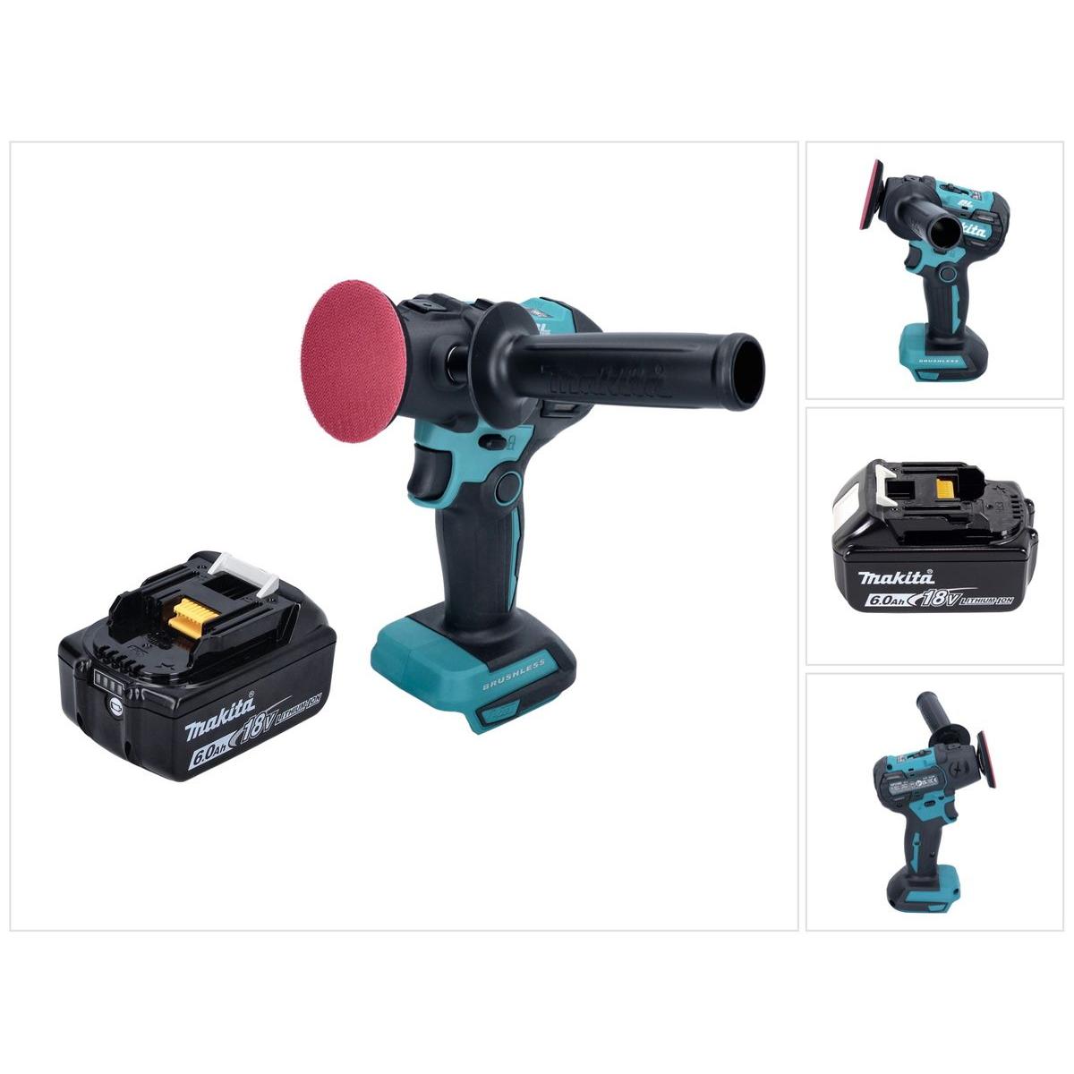Makita, Schleifmaschine + Poliermaschine, DPV 300 G1 Akku Schleifer Polierer 18 V 50 / 80 mm Brushless + 1x Akku 6,0 Ah ...