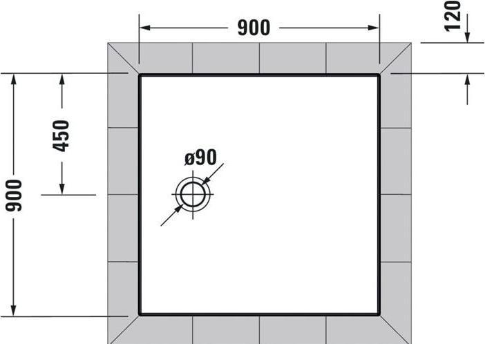 Produktbild Duravit Quadrat-Duschwanne TEMPANO mit Antislip 900x900x40mm weiss
