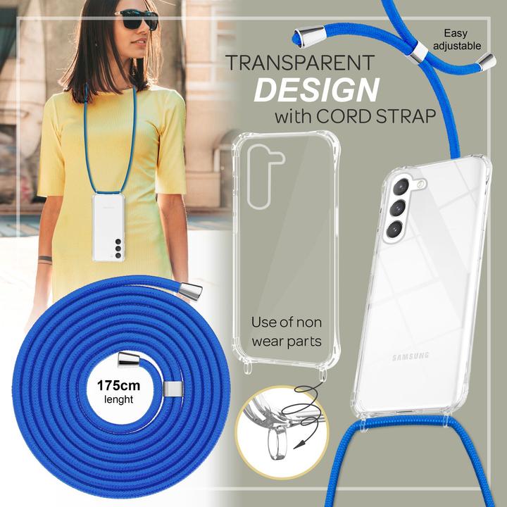 Actual product image Nalia Clear hybrid case with chain to hang around the neck
