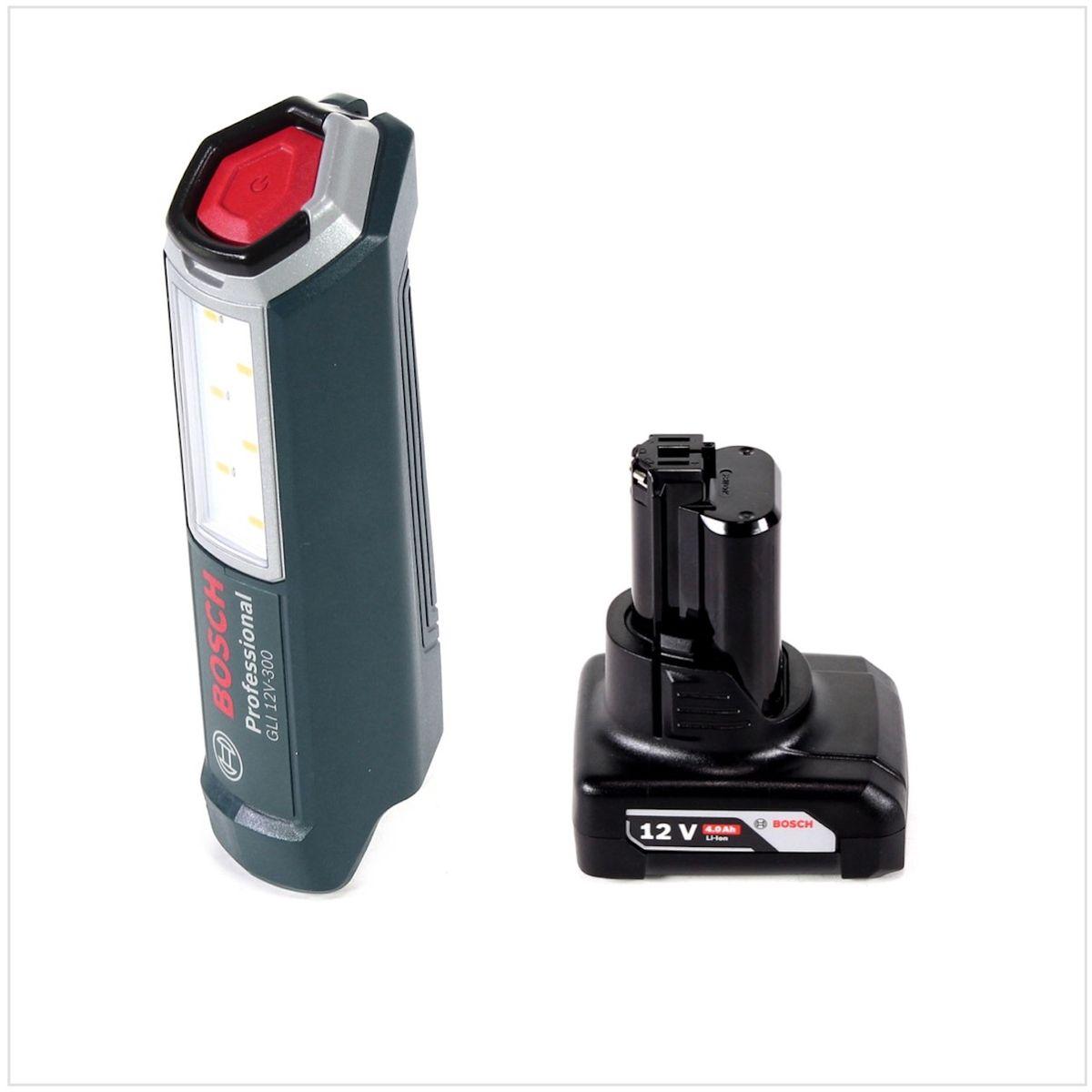 Bosch Professional, Arbeitsleuchte, GLI 12V-300 Akku Lampe + 1x GBA 12V 4,0 Ah Akku - ohne Ladegerät (300 lm)