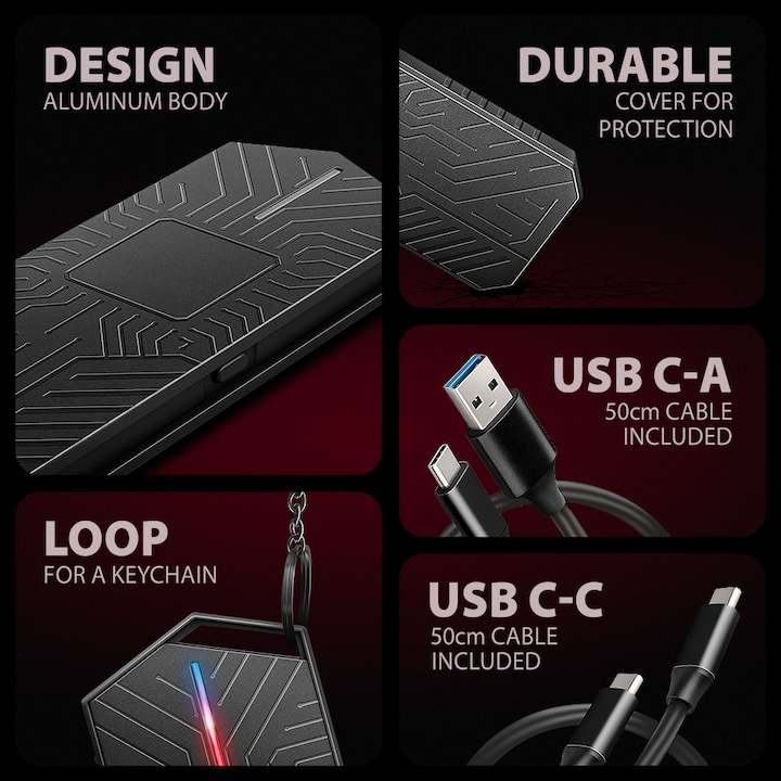 Actual product image Axagon EEM2-GAM, USB-C 10Gbps - NVMe & SATA SSD GAME M.2 box, bezšroubkový (M.2 2280)