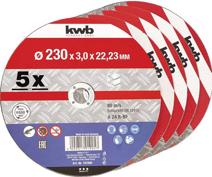 kwb 791995 Disco da taglio diritto 230 mm 5 pz. metallo