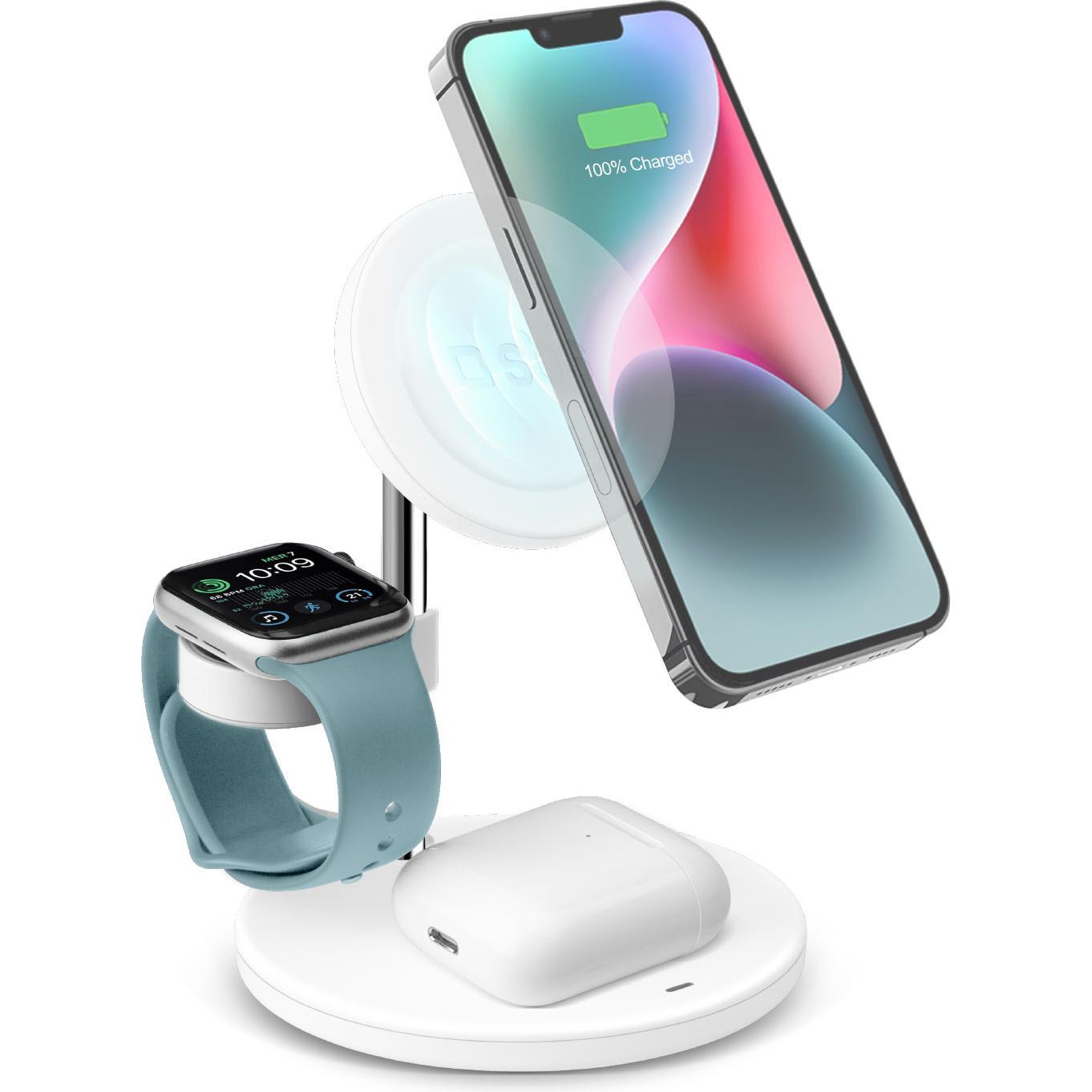 SBS Induktive 3-in-1 Ladestation 15W weiá (15 W), Wireless Charger, Weiss