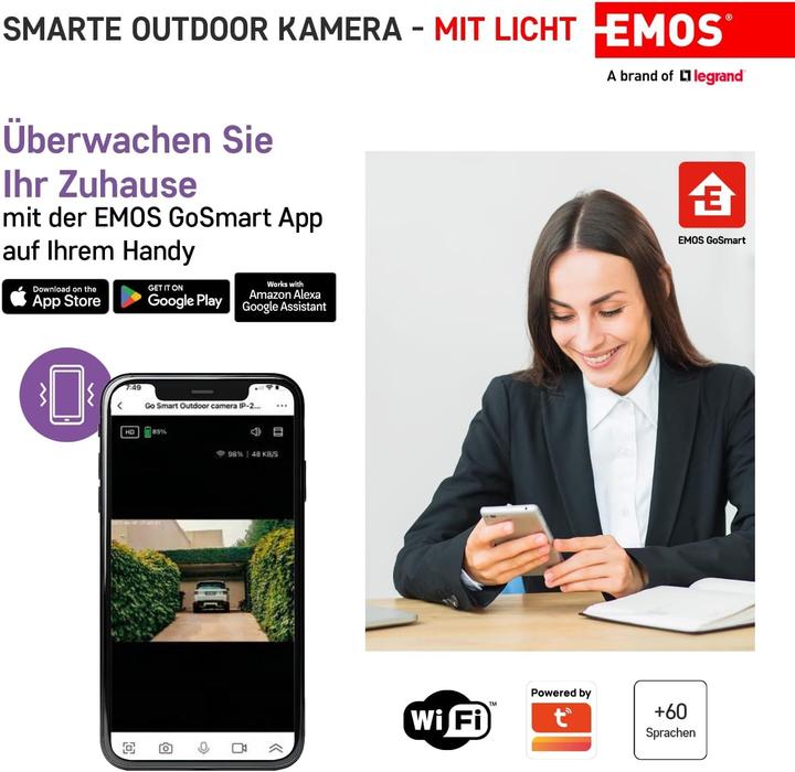 Produktbild Emos GoSmart Rotierende Outdoor IP Kamera mit WiFi und Licht IP-310 TORCH, weiss (2304 x 1296 Pixels)