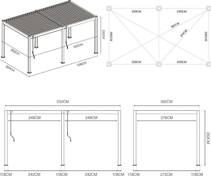 Actual product image Weide Pergola Classic 3x5.3m mit Lamellendach Sand (300 cm, 530 cm)