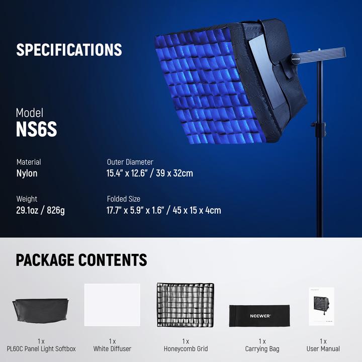 Image du produit Neewer LED Light Softbox With Grid For Pl60C