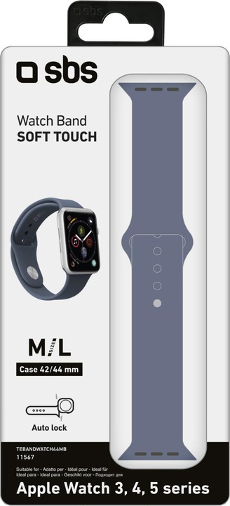 Image du produit SBS Bracelet taille M/L pour Apple Watch Series 3/4/5/6/7/SE 44mm bleu (44 mm, Silicone, Apple Watch Series 3, Apple Watch SE, Apple Watch Series 4, Apple Watch Series 5, Apple Watch Series 6, Apple Watch Series 7)