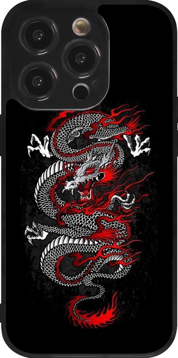 Actual product image PhoneLook Cover Silicone Black Japanese style Dragon Tattoo Red Black (Apple iPhone 14 Pro)