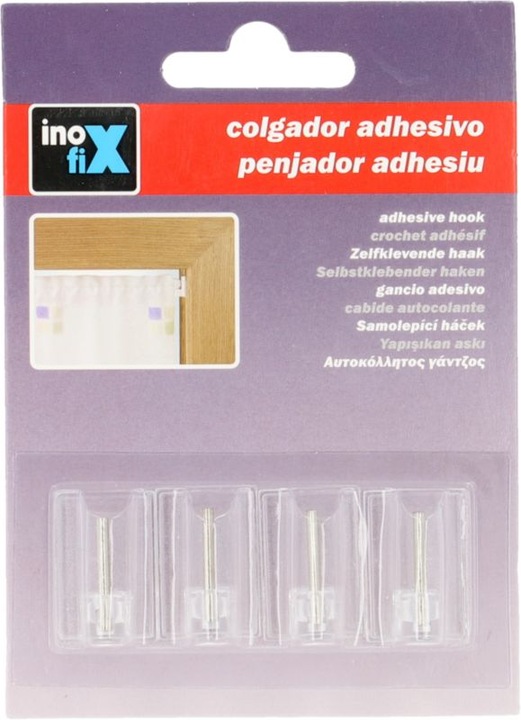 Immagine prodotto Inofix Ganci adesivi per pali per tende, trasparenti 4 pezzi
