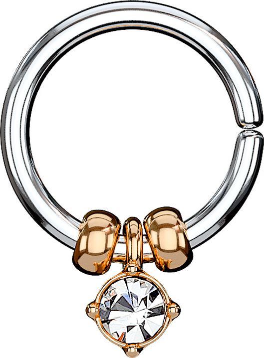 Immagine prodotto Star Piercing Anello Micro Piercing in argento con ciondolo in cristallo e perline in acciaio rosegold (Ottone, Acciaio chirurgico 316L)