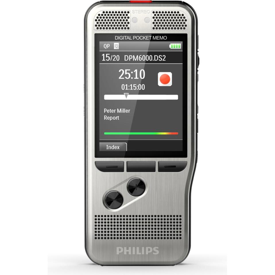 Philips Diktier- und Wiedergabe-Set Pocket Memo DPM6700, Diktiergerät, Silber