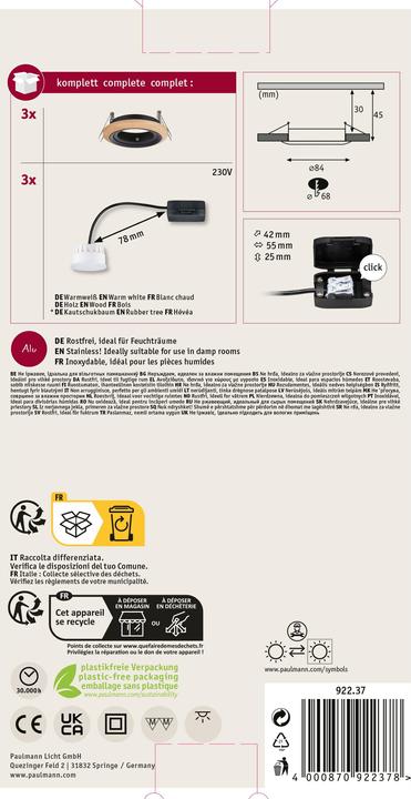 Produktbild Paulmann Einbauleuchte Lanati 3er Set (470 lm)