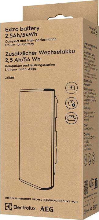 Actual product image Electrolux ZE186 - Extra battery 2.5Ah/54Wh (1 pcs., 2500 mAh)
