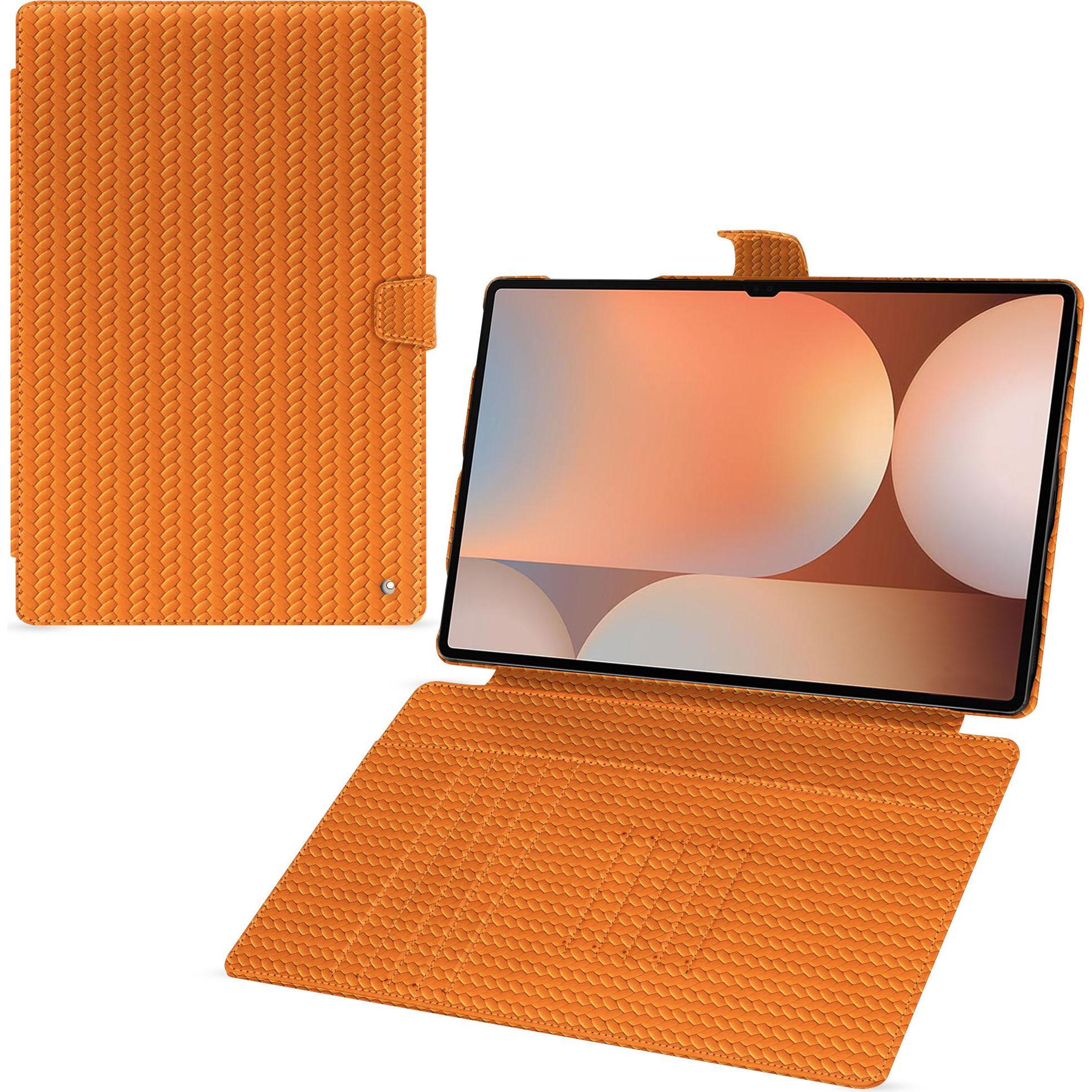 Noreve Lederschutzhülle für Samsung Galaxy Tab S10 Ultra (Galaxy Tab S10 Ultra), Tablet Hülle, Orange