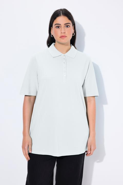 Immagine prodotto Ulla Popken Maglia polo in piqué con abbottonatura con nastro di velluto e mezze maniche (50, 52)