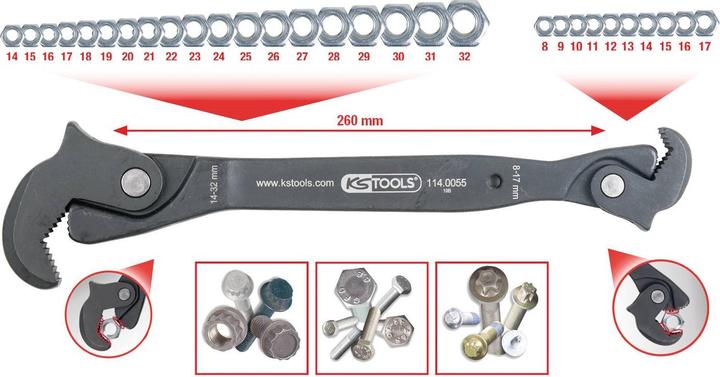 Produktbild KS Tools Einhand-Multifunktions-Schlüssel (14 mm, 32 mm)