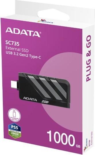 Actual product image Adata SSD 1.0TB External SC735 U3.2 Gen2 Black/Gray (1 TB)