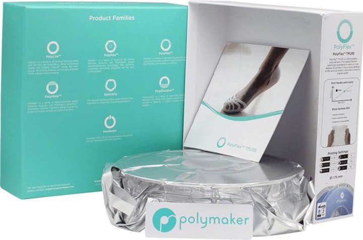 Actual product image Polymaker PolyFlex TPU95 V2 - Blue - 1.75mm (TPU, 1.75 mm, 750 g, Blue)