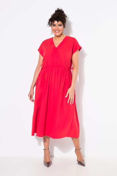 Produktbild Ulla Popken Maxikleid, Popeline, V-Ausschnitt, Halbarm, Taschen (50, 52)