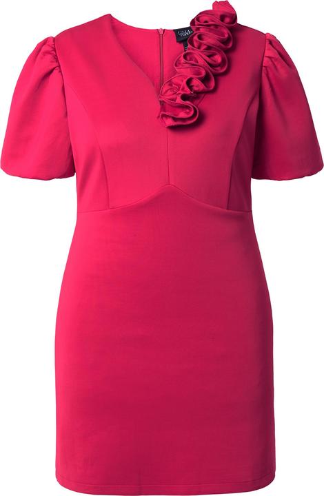 Produktbild Ulla Popken Bodycon-Scubakleid, 3D-Rosen, Puff-Halbarm (58)