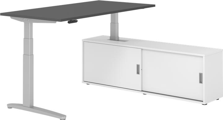 Hammerbacher Sitz-Steh Kombi 160x80cm, Graphit/Silber