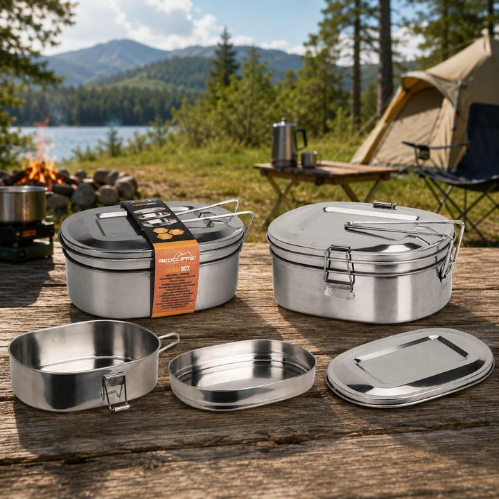 Produktbild Mojawo Lunchbox aus Edelstahl 2 Stück 1250 ml Tragegriff und Metallverschluss