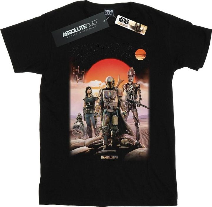 Actual product image Star Wars Womens/Ladies The Mandalorian Warriors Cotton Boyfriend T-Shirt (XL)
