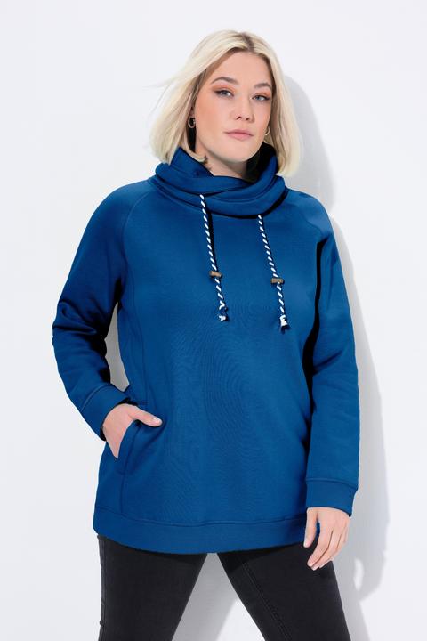 Actual product image Ulla Popken Drawstring Collar Long Sleeve Sweatshirt (58, 60)