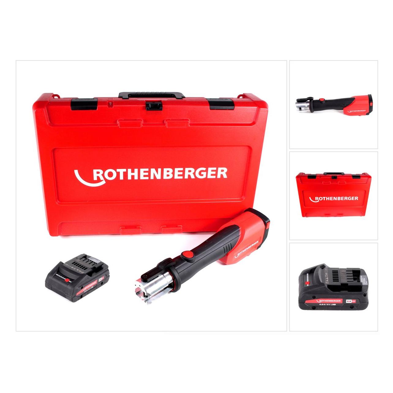 Rothenberger, Persgereedschap, Romax 4000 Accu-persmachine 18 V Li-Ion Elektrohydraulisch In Transportkoffer Met 4 A