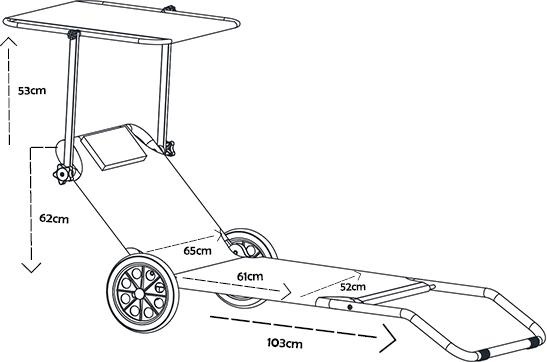 Productafbeelding VCM Ligstoel met wieltjes en zonnekap (165 cm)