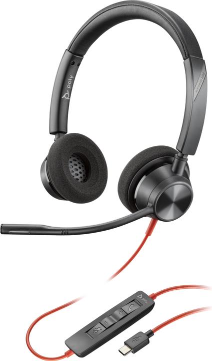 Poly HP Blackwire 3320 USB-C Stereo Headset, Avec fil, Bureau/Centre d'appels, 130 g, Casque, Noir (Kabelgebunden, USB-C)