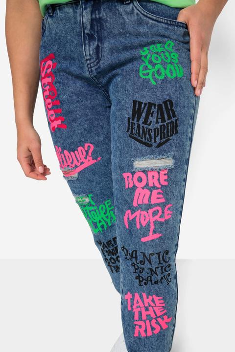 Produktbild Angel of Style Jeans, bunte Drucke, 5-Pocket, Elastiksaum (56)